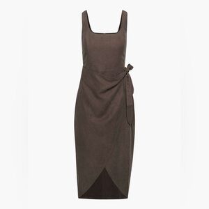 Aritzia Wilfred New Saturn Linen Midi Dress - Rich Mocha Brown - size 00